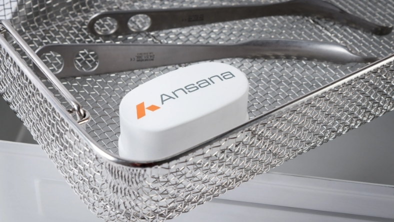 Ansana-branded medical device placed in a metal sterilisation tray