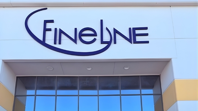 FineLine logo signage on modern office building facade